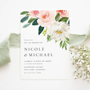 Watercolor Pretty Garden Flowers Spring Wedding Invitation Postcard