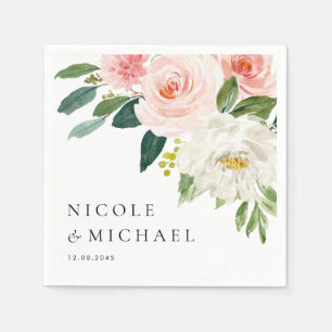 Watercolor Pretty Garden Flowers Spring Wedding Napkin