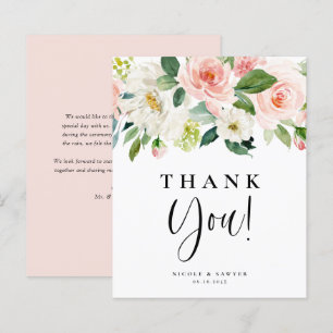 Watercolor Pretty Garden Flowers Wedding Thank You