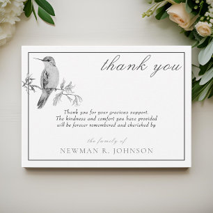 Watercolor Pretty Hummingbird Memorial Thank You Card