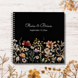 Watercolor Pretty Wildflower Floral Boho Guestbook Notebook