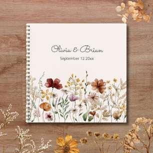 Watercolor Pretty Wildflower Floral Boho Guestbook Notebook