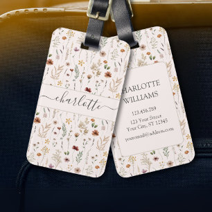Watercolor Pretty Wildflowers Floral Pattern  Luggage Tag