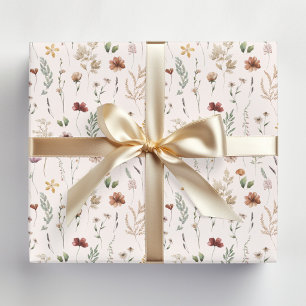 Watercolor Pretty Wildflowers Floral Pattern  Wrapping Paper