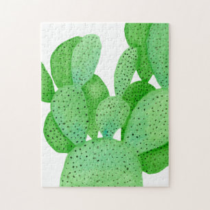 Watercolor Prickly Pear Cactus Jigsaw Puzzle