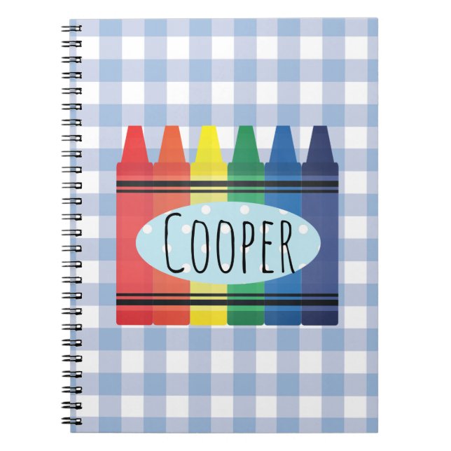 Watercolor Primary Crayon Back to School Plaid Notebook (Front)