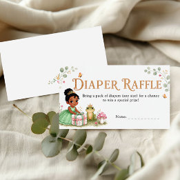 Watercolor Princess Baby Shower Diaper Raffle Tick Enclosure Card