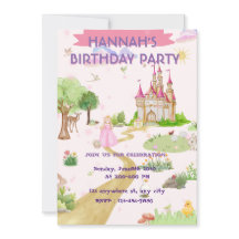 Watercolor Princess Birthday Invitation,