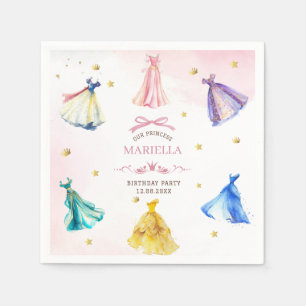 Watercolor Princess dresses royal girl birthday Napkin