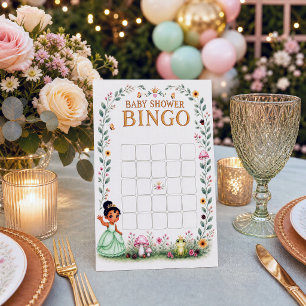 Watercolor Princess Frog Baby Shower Bingo Game