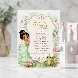 Watercolor Princess Frog Baby Shower Invitation