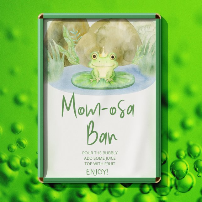 Watercolor Princess Frog Baby Shower Mum-osa Bar Poster (Creator Uploaded)