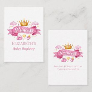 Watercolor Princess Pink Girl Baby Shower Enclosure Card