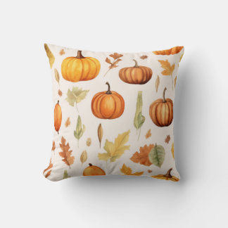 Watercolor Print Fall-Themed Throw Pillow