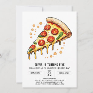  Watercolor Printable Pizza Birthday Invitation
