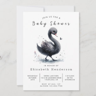 Watercolor Printable Swan Baby Shower Invitation