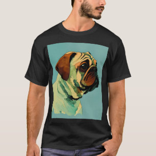 Watercolor profile of a cute pug dog. Digital artw T-Shirt