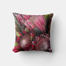 Watercolor Protea Bouquet Outdoor Pillow
