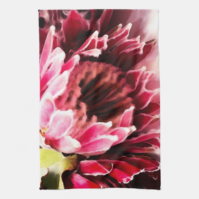 Watercolor Protea Close up Kitchen Towel 16" x 24" (Vertical)