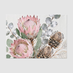 Watercolor Protea Eucalyptus Arrangement Tissue Paper
