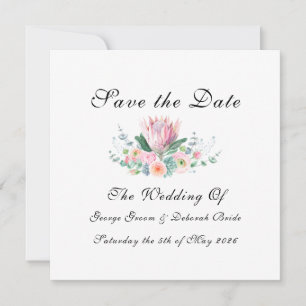 Watercolor Protea Save The Date Card