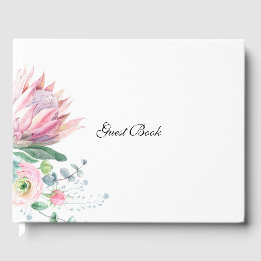 Watercolor Protea Wedding Guest Book