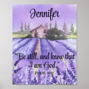 Watercolor Provence Lavender Field Scripture Faith Poster