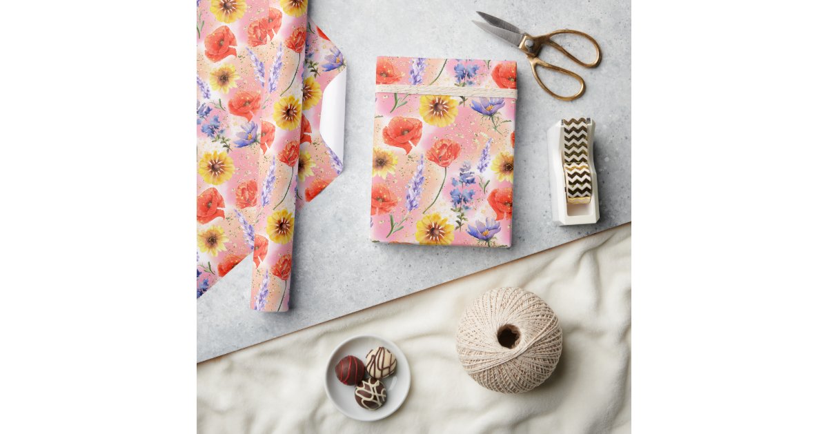 Watercolor Provence Wildflowers Floral Pattern Wrapping Paper | Zazzle
