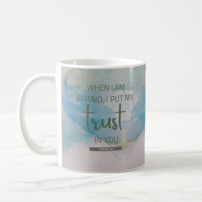 Watercolor Psalm 56:3 Coffee Mug (Left)