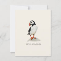 Watercolor Puffin flat note card