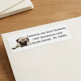 Watercolor Pug Dog Return Address Label