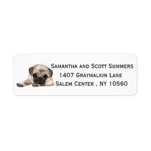 Watercolor Pug Dog Return Address Return Address Label