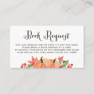 Watercolor Pumpkin and Maple Leaves Book Request Enclosure Card