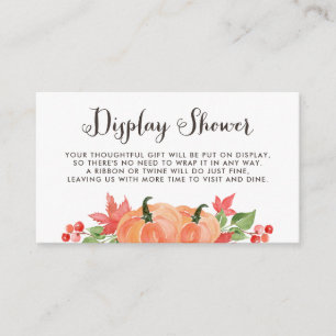 Watercolor Pumpkin and Maple Leaves Display Shower Enclosure Card