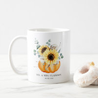 Watercolor Pumpkin and Sunflowers Fall Wedding