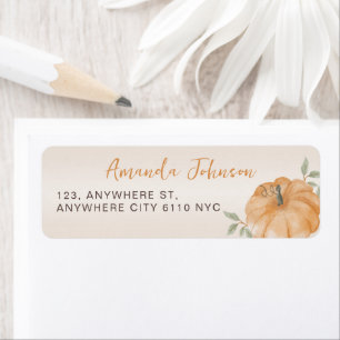Watercolor Pumpkin Autumn Fall  Return Address Label