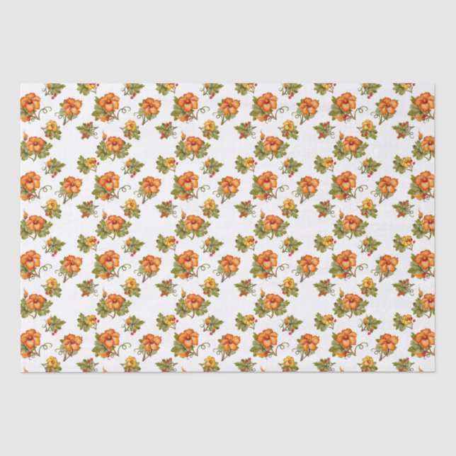 Watercolor Pumpkin Autumn Pattern Tissue Paper (Front)