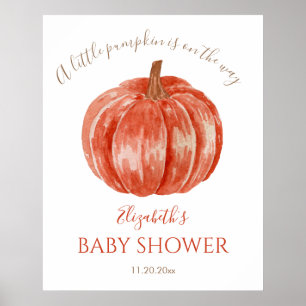 Watercolor Pumpkin Baby Shower Welcome Sign