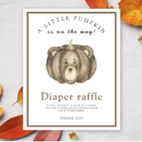 Watercolor pumpkin bear - diaper raffle poster