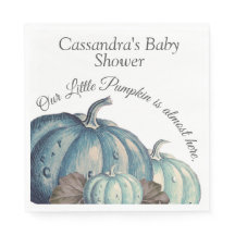 Watercolor Pumpkin Blue n White Baby Shower