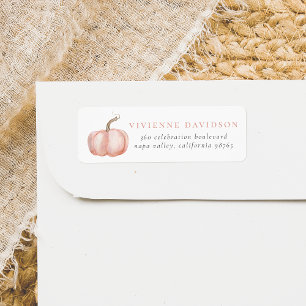 Watercolor Pumpkin Blush Pink Return Address Label