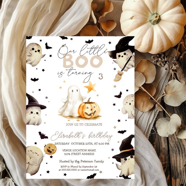 Watercolor Pumpkin Boo Ghost Halloween Invitation (Creator Uploaded)