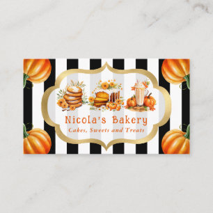 Watercolor Pumpkin Cakes and Pie Bakery Business Card
