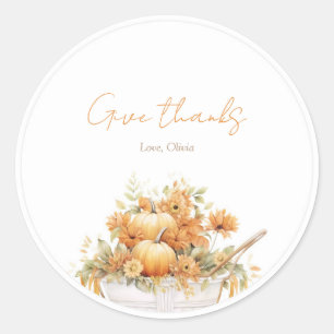 Watercolor Pumpkin Carriage Round Baby Shower Classic Round Sticker