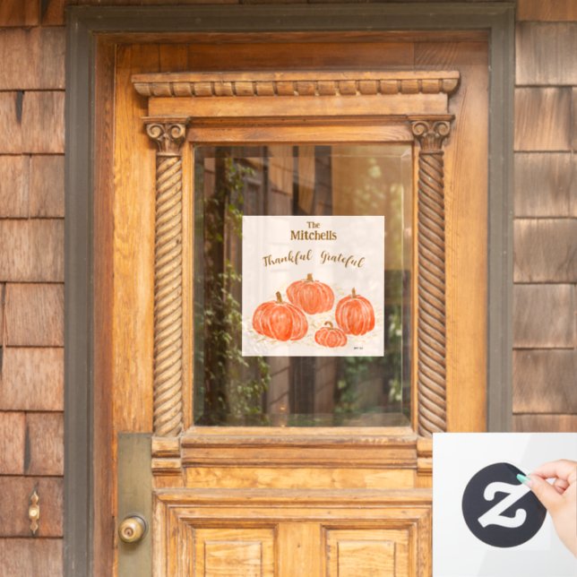 Watercolor Pumpkin Carving PERSONALIZE NAME (Home Door)