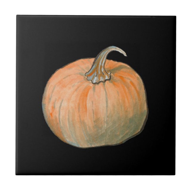 Watercolor Pumpkin Ceramic Tile (Front)