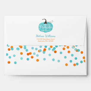 Watercolor Pumpkin Confetti Fall Boy Baby Shower Envelope