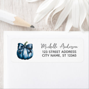  Watercolor Pumpkin Coquette Bow Return Address    Label