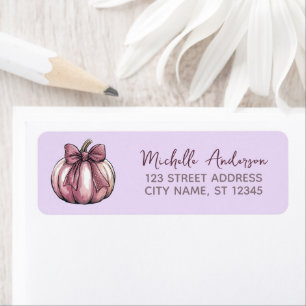  Watercolor Pumpkin Coquette Bow Return Address    Label