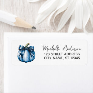 Watercolor Pumpkin Coquette Bow Return Address    Return Address Label